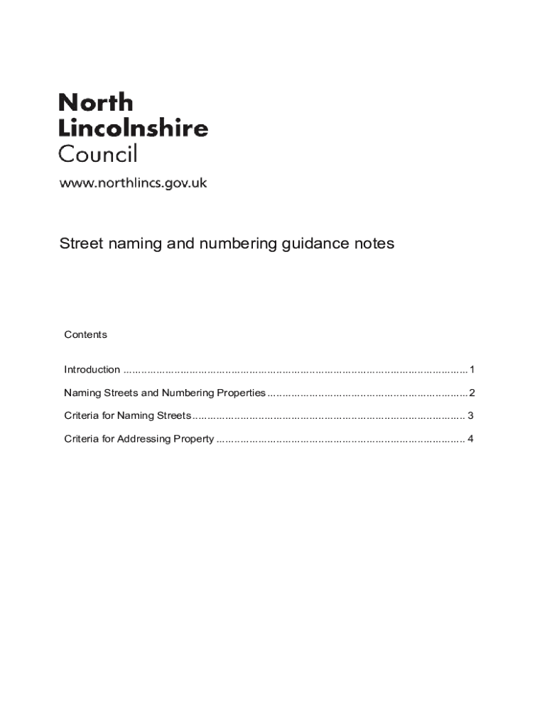 Fillable Online Street naming notification form North Lincolnshire