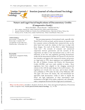 Nature and Legal-Social Implications of Documentary Credits(A Comparative Study). Iranian journal of educational sociology 2017; 1 (2)