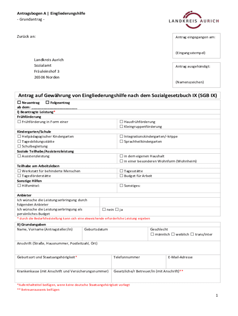 Antrag Auf Einbürgerung Schleswig-holstein Pdf Fillable Online Antrag auf Gewhrung von Eingliederungshilfe nach dem