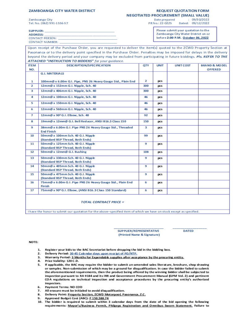 Fillable Online zcwd gov 220225.pdf Zamboanga City Water District