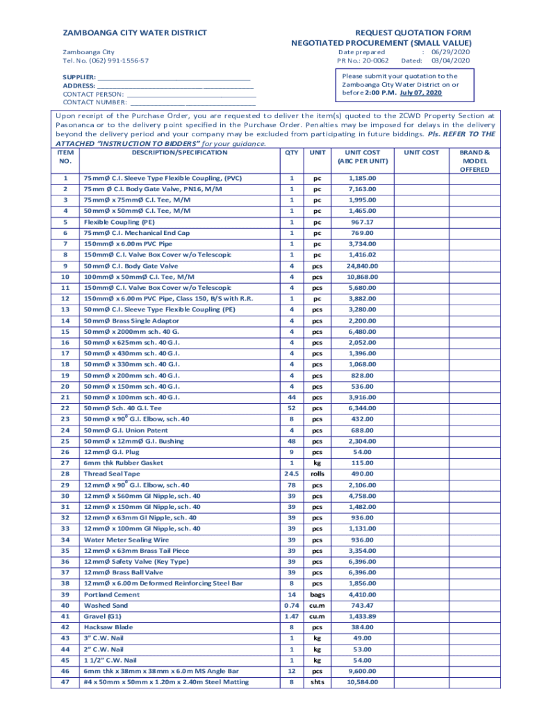 Fillable Online zcwd gov 200062.pdf Zamboanga City Water District