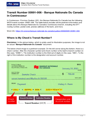 canadian bank routing transit numbers
