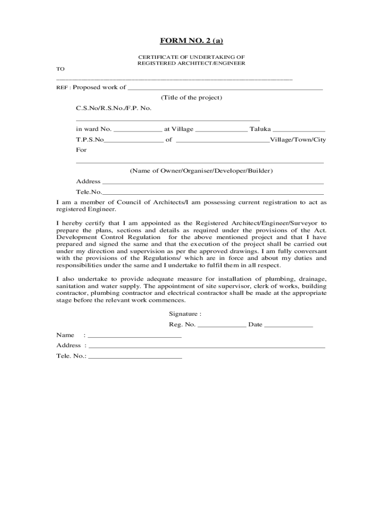 Fillable Online FORM1 (See Rule 5(1)(a)(ii)) ARCHITECT'S CERTIFICATE
