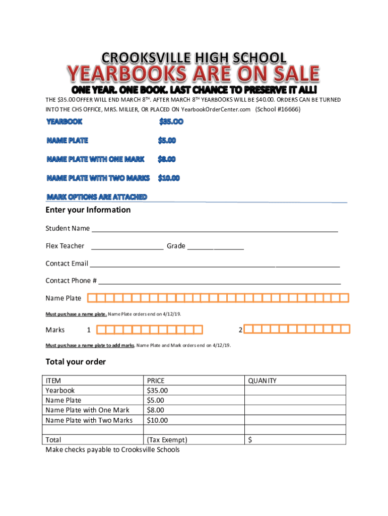Fillable Online NAME PLATE MARK OPTION cedar valley middle school pta Fax Email Print pdfFiller