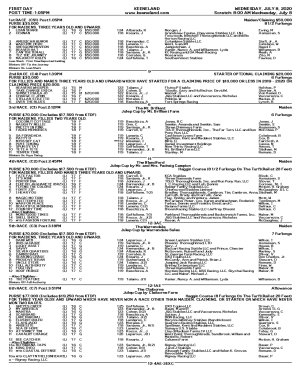 Fillable Online Post Time Schedule - Keeneland Fax Email Print - pdfFiller