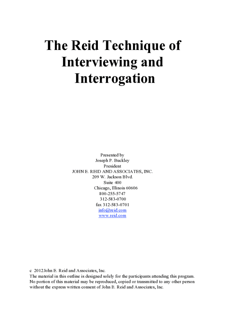 Fillable online the reid technique of interviewing and interrogation