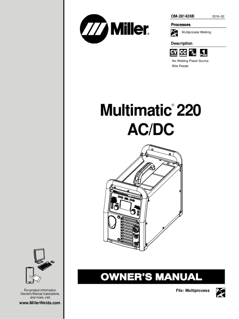 Fillable Online Miller Multimatic 220 AC/DC Multiprocess Welder Baker's Gas Fax Email Print