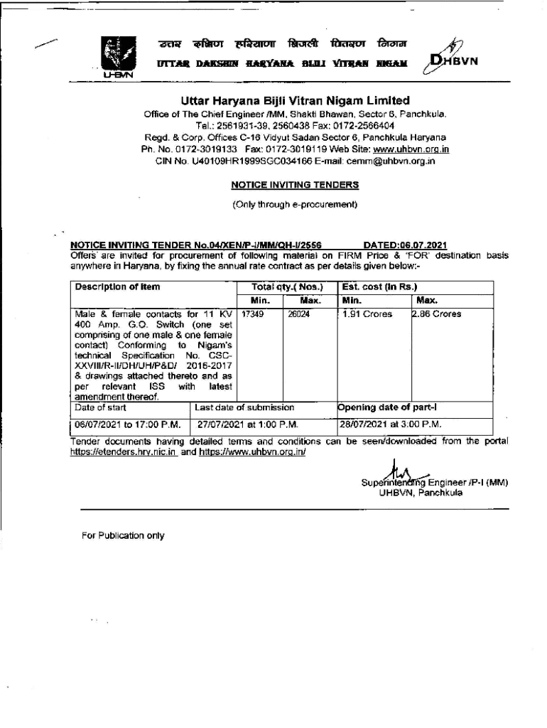 Fillable Online uhbvn org Download Uttar Haryana Bijli Vitran Nigam Fillable Online uhbvn org Download Uttar Haryana Bijli Vitran Nigam