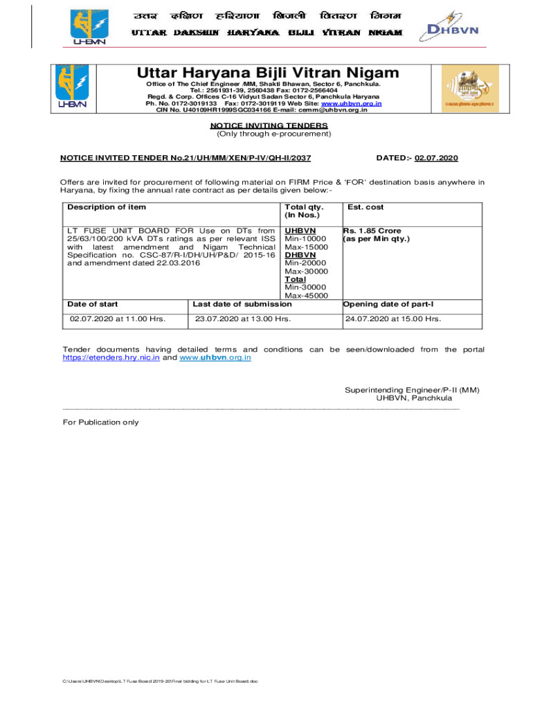 Fillable Online uhbvn org Offices C16 Vidyut Sadan Sector 6, Panchkula