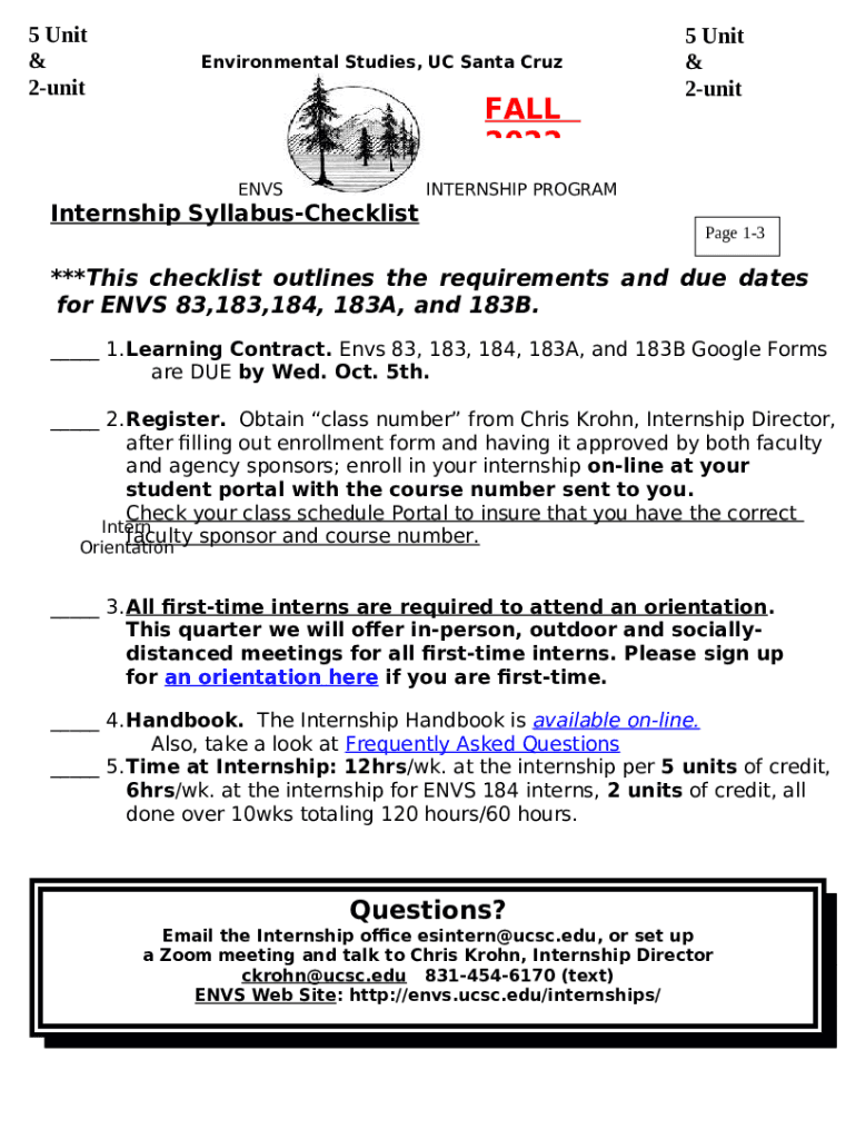 Environmental Studies Internship Program envs ucsc Doc Template