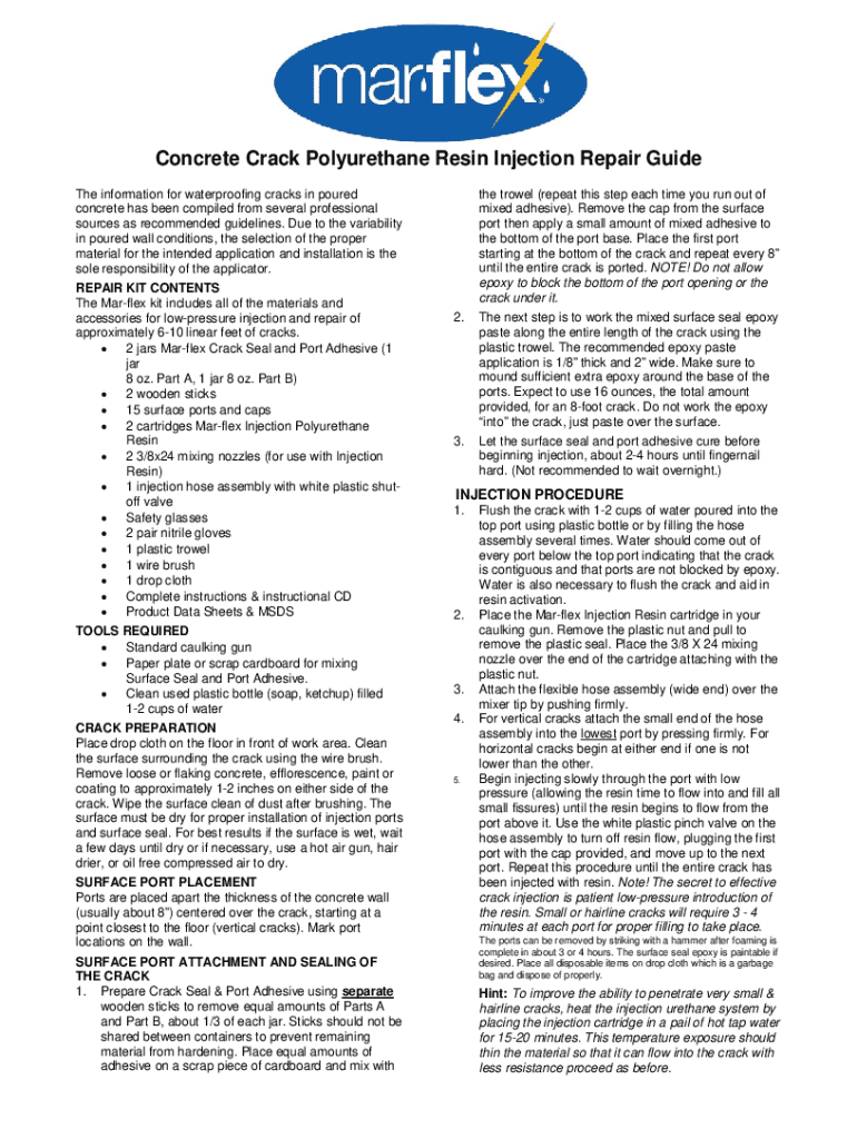 Fillable Online CME Wall Crack Repair Kit Instructions, dist. by Best