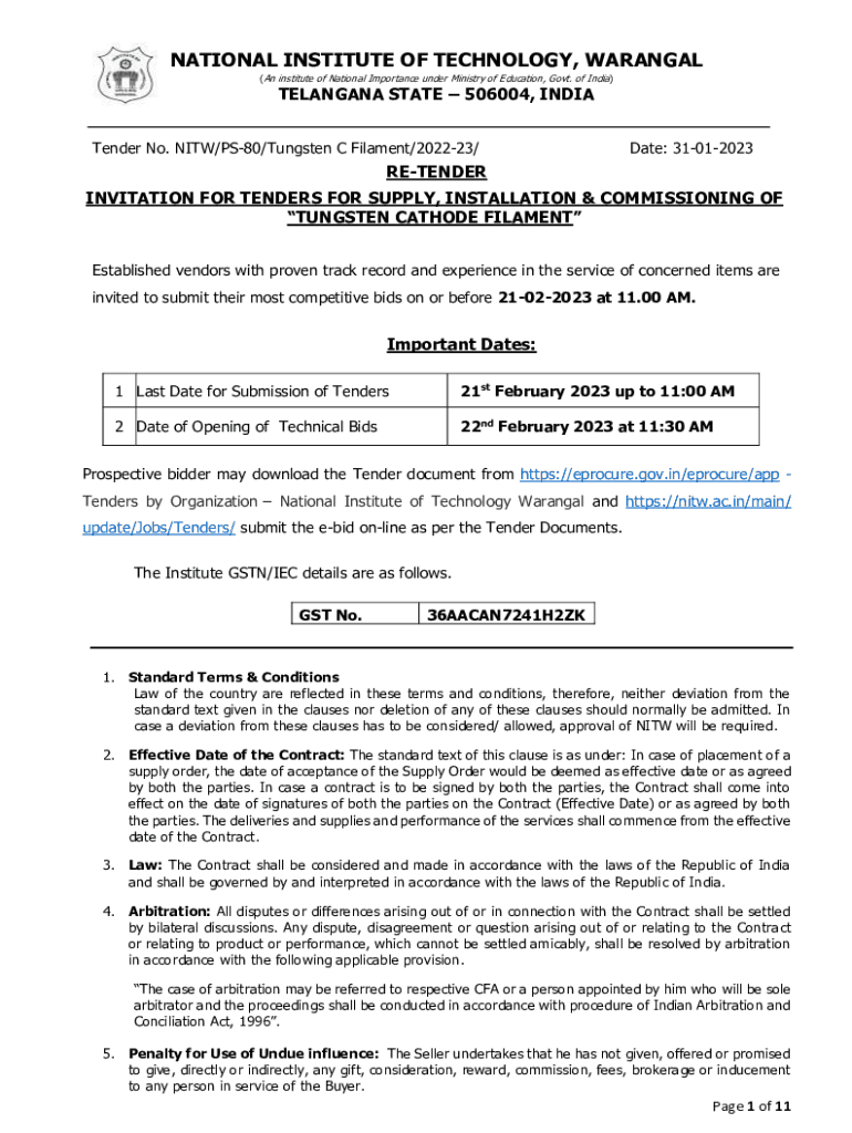 Fillable online national institute of technology warangal fax email