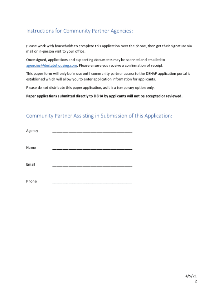 Fillable Online DEHAP Rental Assistance Is Open For New Applications Fax Email Print pdfFiller