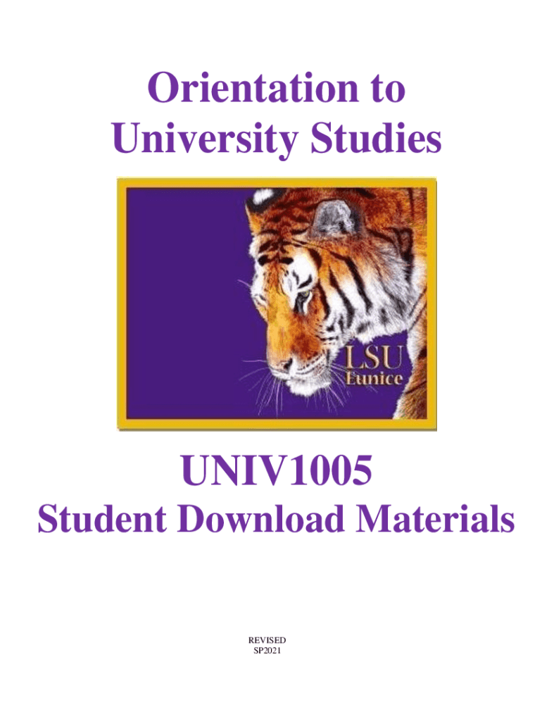 Fillable Online UNIV 1005 Orientation to University Studies LSUE