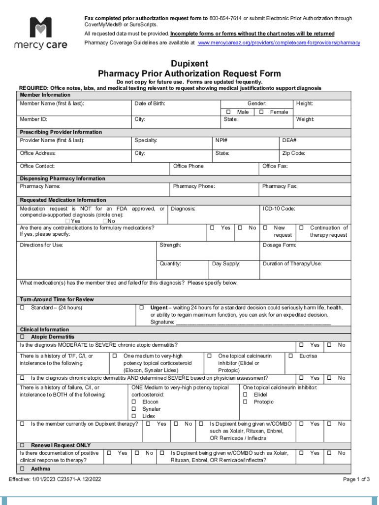Fillable Online DupixentRequestFormMCAZ. Accessible PDF Fax Email
