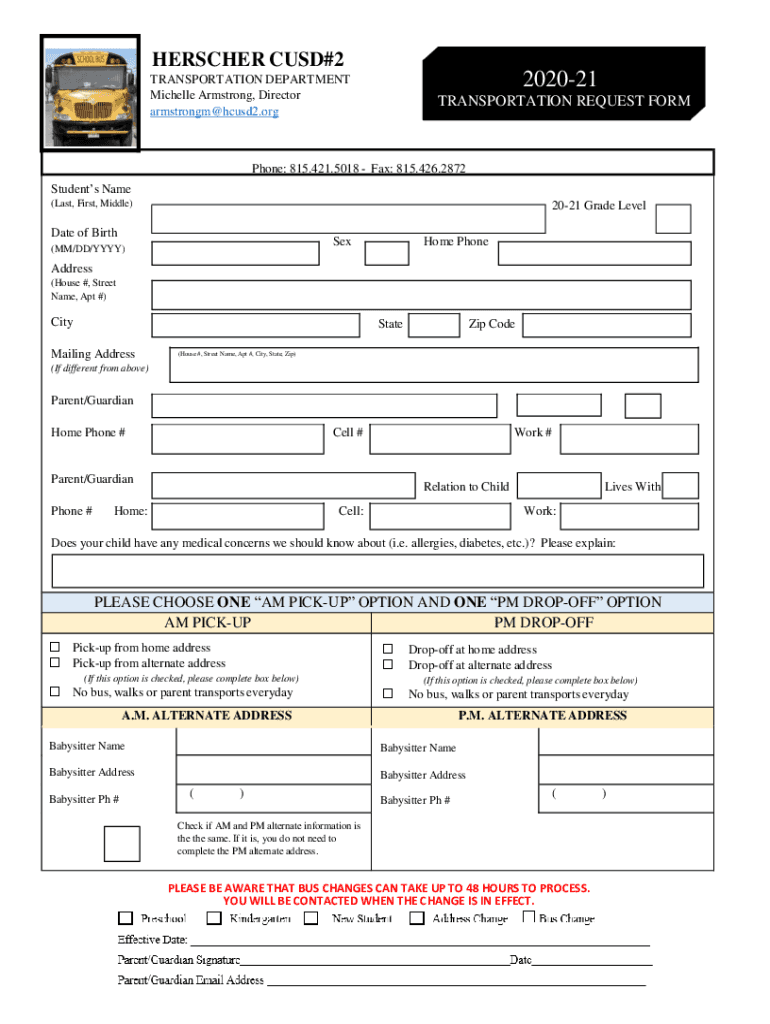 Fillable Online Herscher Community Unit School District No. 2 Preschool