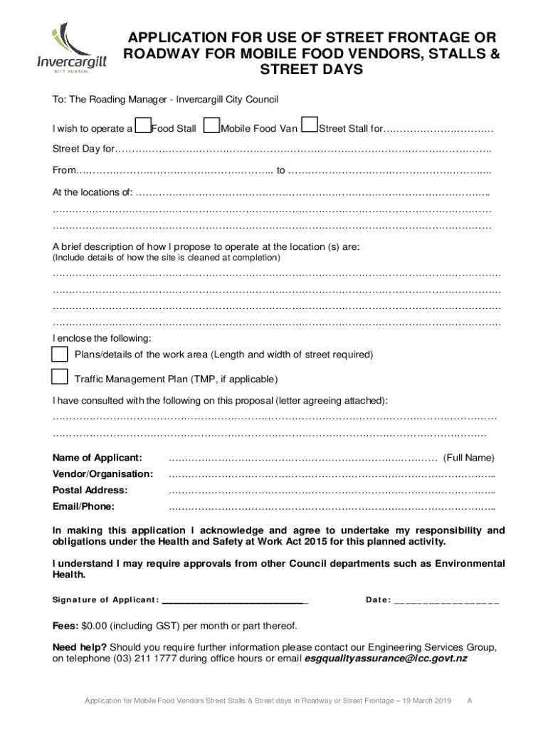 Fillable Online icc govt Rules and Regulations for Mobile Food Vending