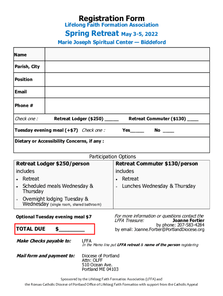 Fillable Online Marie Joseph Spiritual CenterSisters Of The