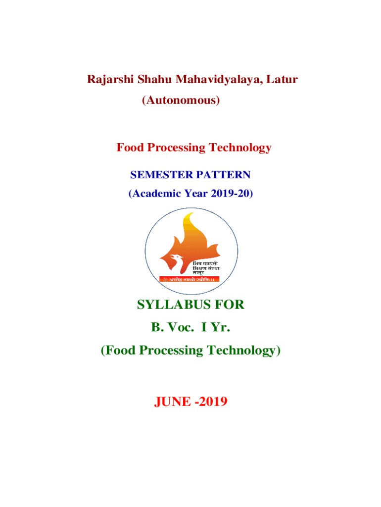 Fillable Online B. Voc. Food Processing Technology Fax Email Print pdfFiller