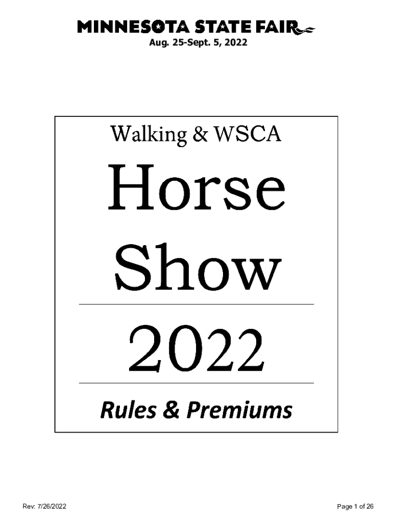 Fillable Online assets mnstatefair 2022 Horse Show Rules and Premiums