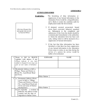ANNEXURE-1 ATTESTATION FORM WARNING