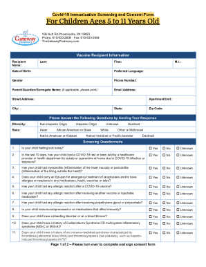 COVID-19 Vaccine Screening &amp;amp; Consent Form