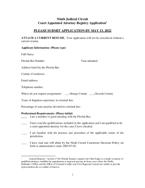 Fillable Online Court Appointed AttorneyNinth Judicial Circuit Court of Fillable Online Court Appointed AttorneyNinth Judicial Circuit Court of