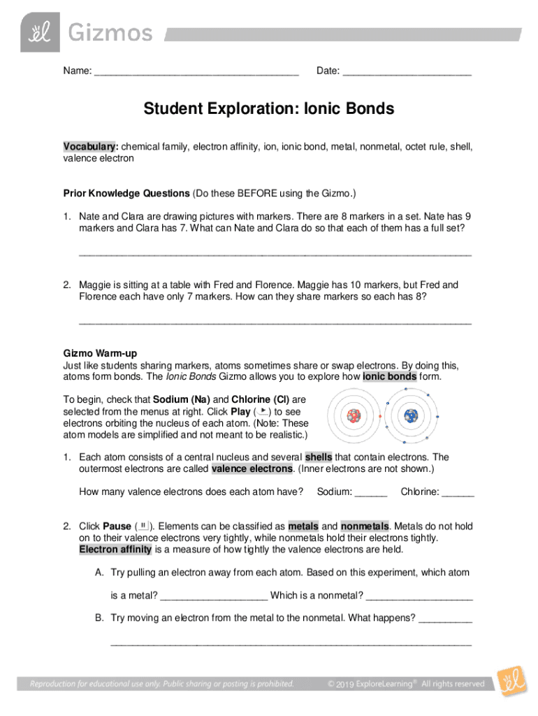 Fillable Online Ionic and covalent bonds worksheet with answers Fax Email Print pdfFiller