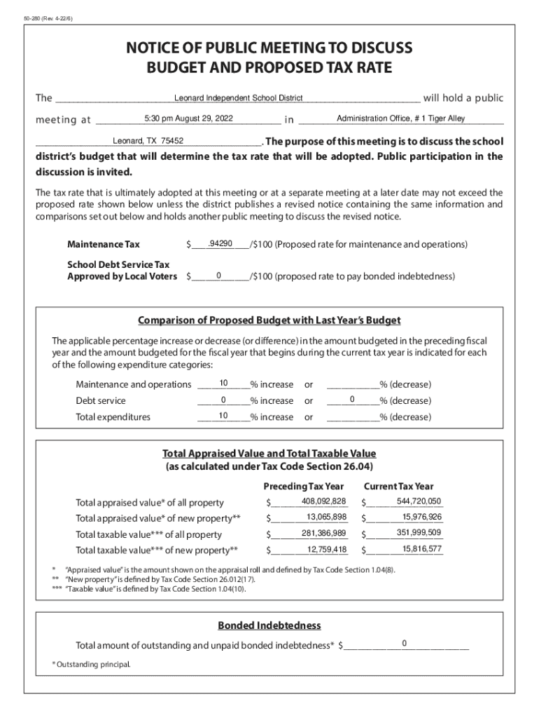 Fillable Online School District Tax Rates and site Posting