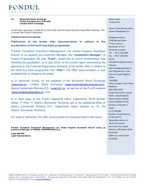 Public tender offer process in relation with the BB programme