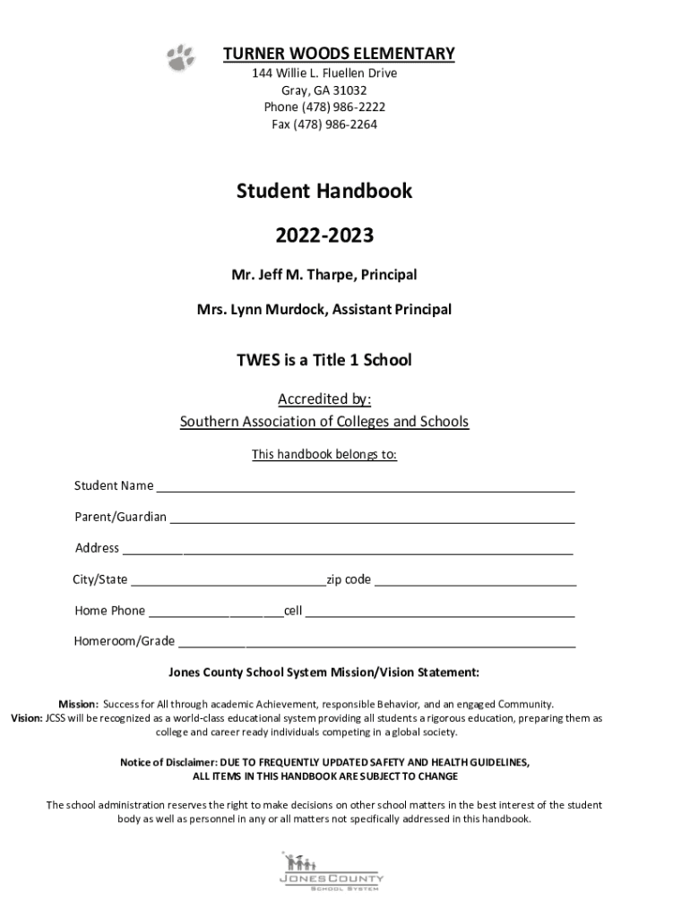 Fillable Online Turner Woods Elementary SchoolGray GA Facebook Fax