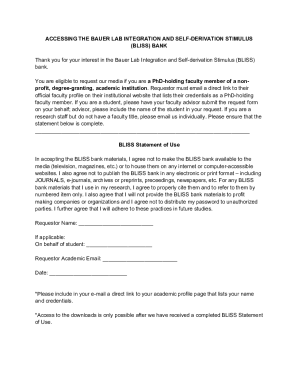 The BLISS Bank Statement of UseBauer Lab Integration and ...