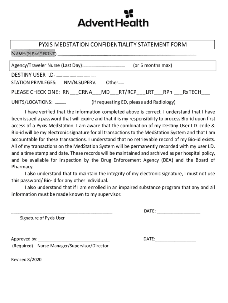 Fillable Online Pyxis user ID request form - StudyLib Fax Email Print ...
