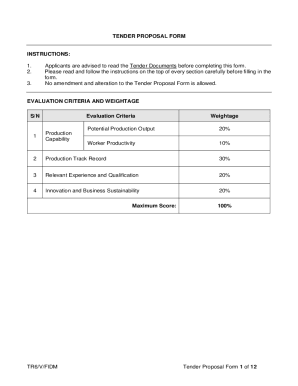 TR6/V/FIDM Tender Proposal Form 1 of 12