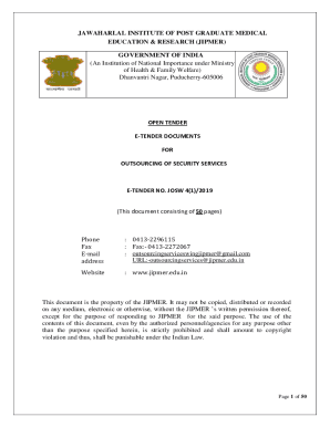 Open tender for outsourcing of security services at JIPMER ...