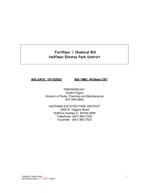 Fertilizer / Chemical Bid Hoffman Estates Park District