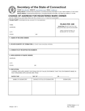 Fillable Online Secretary of the State of Connecticut CT.gov Business