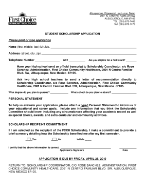 2019 FCCH SCHOLARSHIP ANNOUNCEMENT AND STUDENT APPLICATION.doc