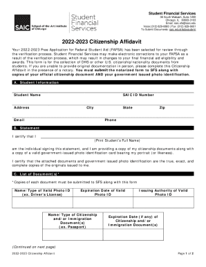 2022-2023 Citizenship Affidavit