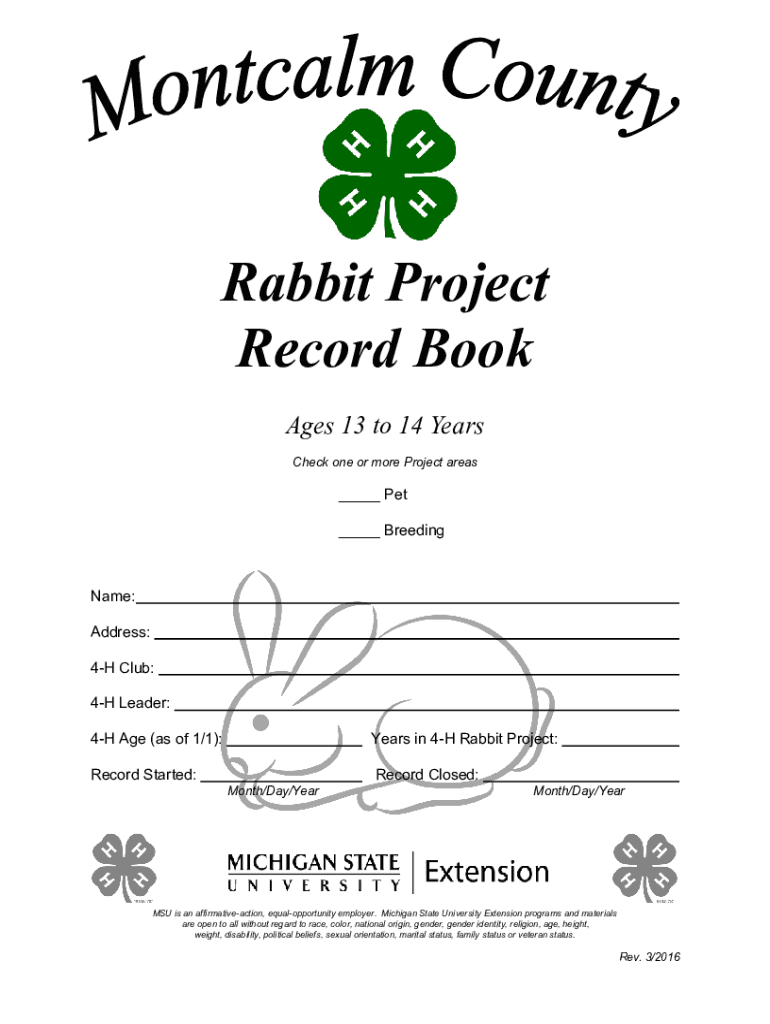 Fillable Online Standard WSU 4H Record Book FormsClallam County Fax