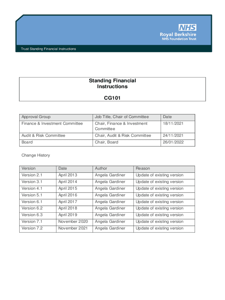 Fillable Online Standing Financial Instructions (SFIs) Queen Victoria