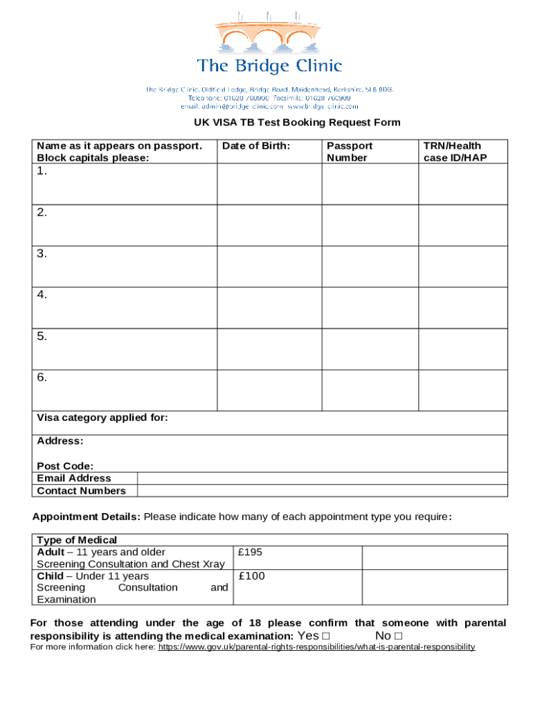 IMMIGRATION MEDICAL BOOKING Doc Template pdfFiller