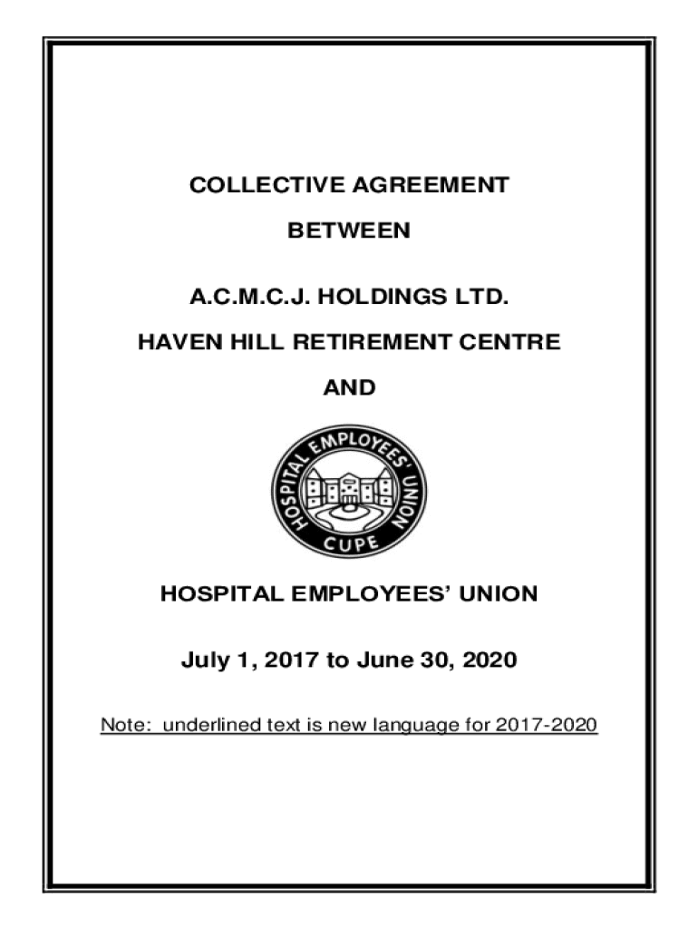 Fillable Online Collective Agreement HEABC Fax Email Print pdfFiller