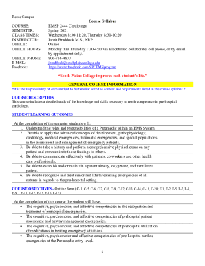 Fillable Online Course Syllabus EMSP 2205.200 EMS Operations Jacob ... Fax Email Print - pdfFiller