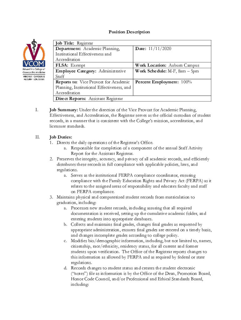 Fillable Online vice provost for data, academic planning and