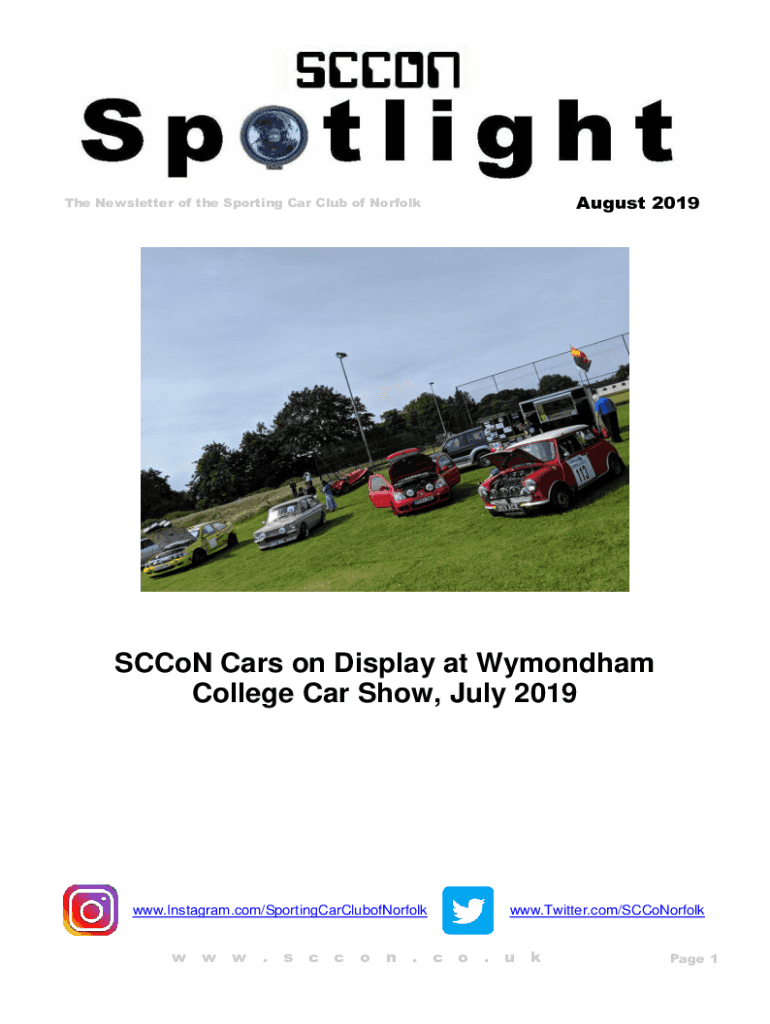 Fillable Online SCCoN Cars on Display at Wymondham College Car Show