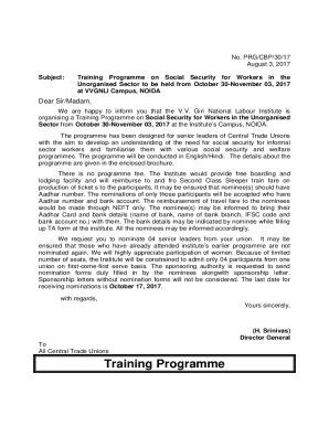 Training Programme - VV Giri National Labour Institute