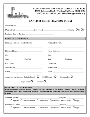Baptism Registration Form - eCatholic