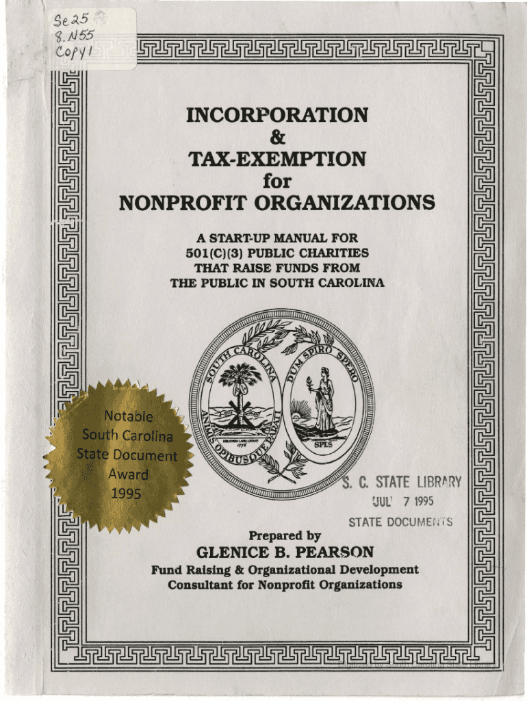 Fillable Online dc statelibrary sc INCORPORATION TAXEXEMPTION