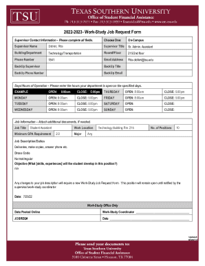 Job Posting Form: Work-Study Program